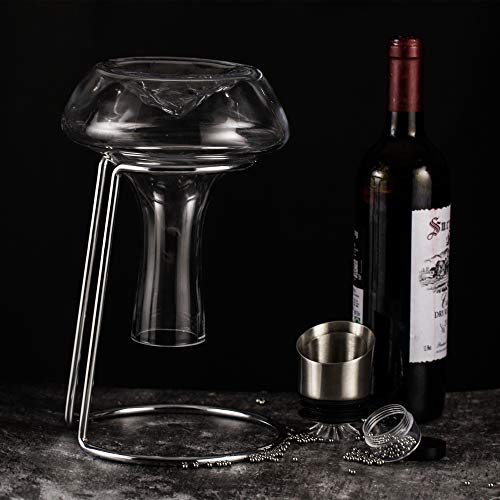 YouYah Iceberg Wine Decanter Set with Aerator Filter,Drying Stand and Cleaning Beads,Red Wine Carafe,Wine Aerator,Wine Gift,100% Hand Blown Lead-free Crystal Glass (1400ML) by NEW PACIFIC YOUYAH - Image 6