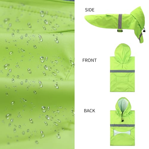 NACOCO-Large-Dog-Raincoat-Adjustable-Pet-Water-Proof-Clothes-Lightweight-Rain-Jacket-Poncho-Hoodies-with-Strip-Reflective-XL-Green