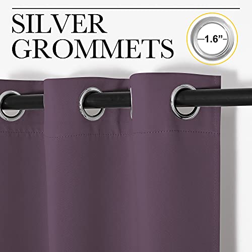 Image of NICETOWN Small Blackout Curtains, Triple Weave Home Decoration Room Darkening Solid Grommet Top Blackout Curtains /Drapes for Bedroom Dining Room(Set of 2, 42 x 63 Inch, Plum)