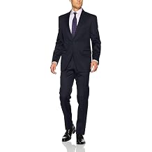 Adam Baker Mens 100% Wool Slim Fit 2-Piece Suit Set, Single Breasted Jacket and Trousers, for Business, Wedding & Prom