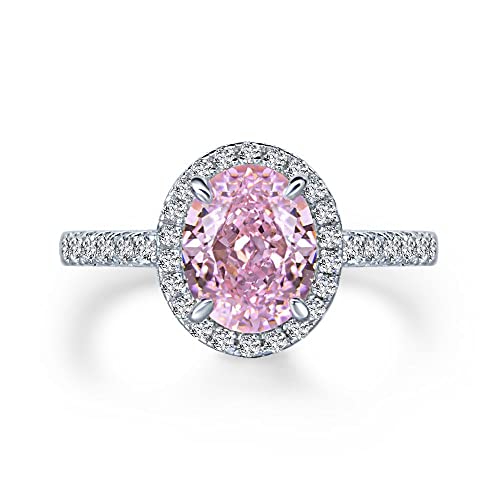 2 Carat Oval Cut Pink Moissanite Engagement Ring in 14K Solid Gold over S925 Sterling Silver, A Romantic Jewelry Piece, A Splendid Gift for A Special Lady