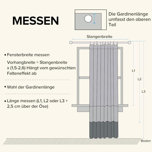 Runyéla 100% Blickdicht Vorhang Leinenoptik mit Ösen Verdunklungsvorhänge – Ansicht 9