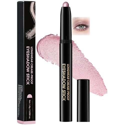 Image of Glitter Pink Eyeshadow Stick – Creamy Shimmer Eye Pencil for Eyelid, Inner Corner & Under-Eye Brightening, Long Lasting Waterproof Twist-Up Crayon, Soft Blendable Texture for Mature Eyes