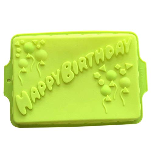 RoseFlower Gâteau Moule En Silicone, Rectangle Unique Joyeux Anniversaire Moule À Gâteau, 33 * 24 * 3.5 cm - Gâteau Au Chocolat Pudding Gelée Savon Muffin DIY Outil De Cuisson Festival