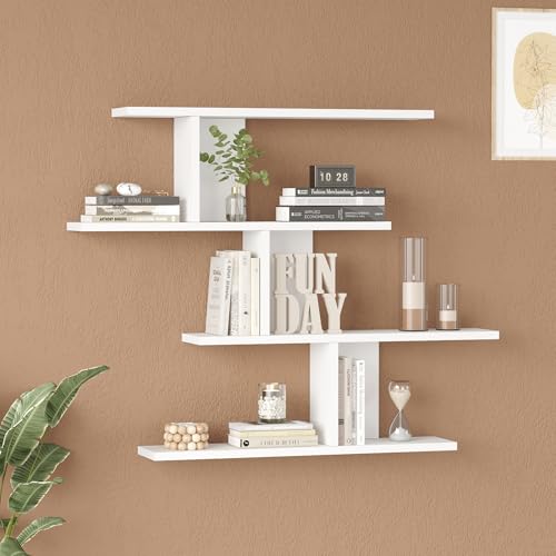 I diversi livelli permettono di organizzare gli oggetti in modo pratico e ordinato. Ogni ripiano offre spazio sufficiente per libri, piante, cornici o piccoli complementi d’arredo. La disposizione verticale consente di sfruttare al meglio la parete disponibile.