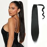 Straight Invisible Ponytail Extension Long Drawstring Pony Tail Hair Clip in Ponytail Extension 26 Inch Natural Pony Tail Hair Extensions Hairpieces for Women Girls-Black