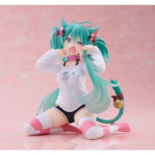 Zhongkaihua Anime Figuren Miku 13CM PVC Sitting Modell Statue Cat Ear Figurine Anime Girls Actionfigur Sammlungen Desktop Dekorationen Geschenke