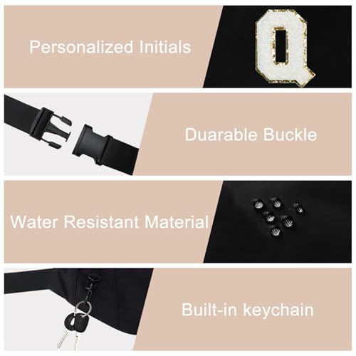 Image of Monogrammed Gifts for Women Men Fanny Pack Shoulder Bag Personalized Birthday Gift for Friends Sister,Black Q