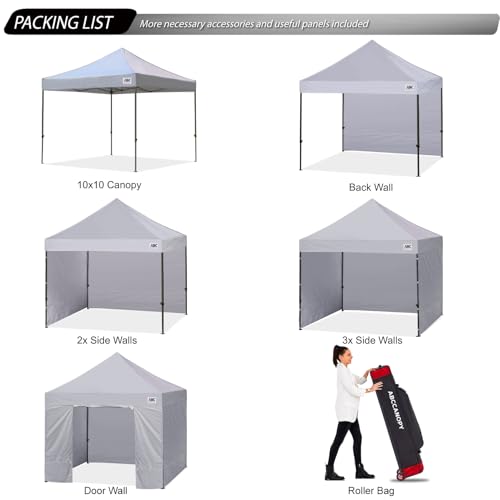 Image of ABCCANOPY Heavy Duty Easy Pop up Canopy Tent with Sidewalls 10x10, Gray