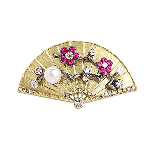 RUNCFB Feng Shui Cinese Spilla con Diamanti e Perle, ventaglio retrò, Accessori for Abbigliamento da Donna, Corpetto for Donne, Ragazze, Gioielli da Sposa, regalo/119