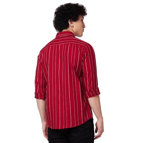 Image of Spykar Men's Regular Fit N /A Full Sleeve Striped Casual Shirts