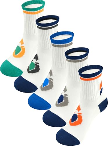 Boys Socks Toddler Youth Crew Kids Cotton White Colorful Pattern Size S 5Y