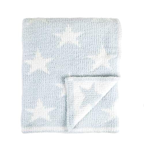 Image of Tadpoles Ultra Soft Reversible Chenille Baby Blanket - Stars Blue | 30 inch x 40 inch | Made of 100% Microfiber Polyester | Soft, Gentle & Hypoallergenic | Ideal as a Swaddle, Receiving Blanket & More