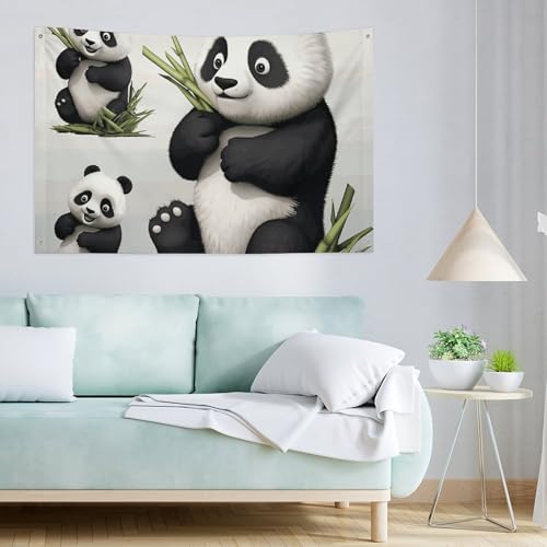 Panda mignon drapeau de jardin décoration maison printemps extérieur double face - 3