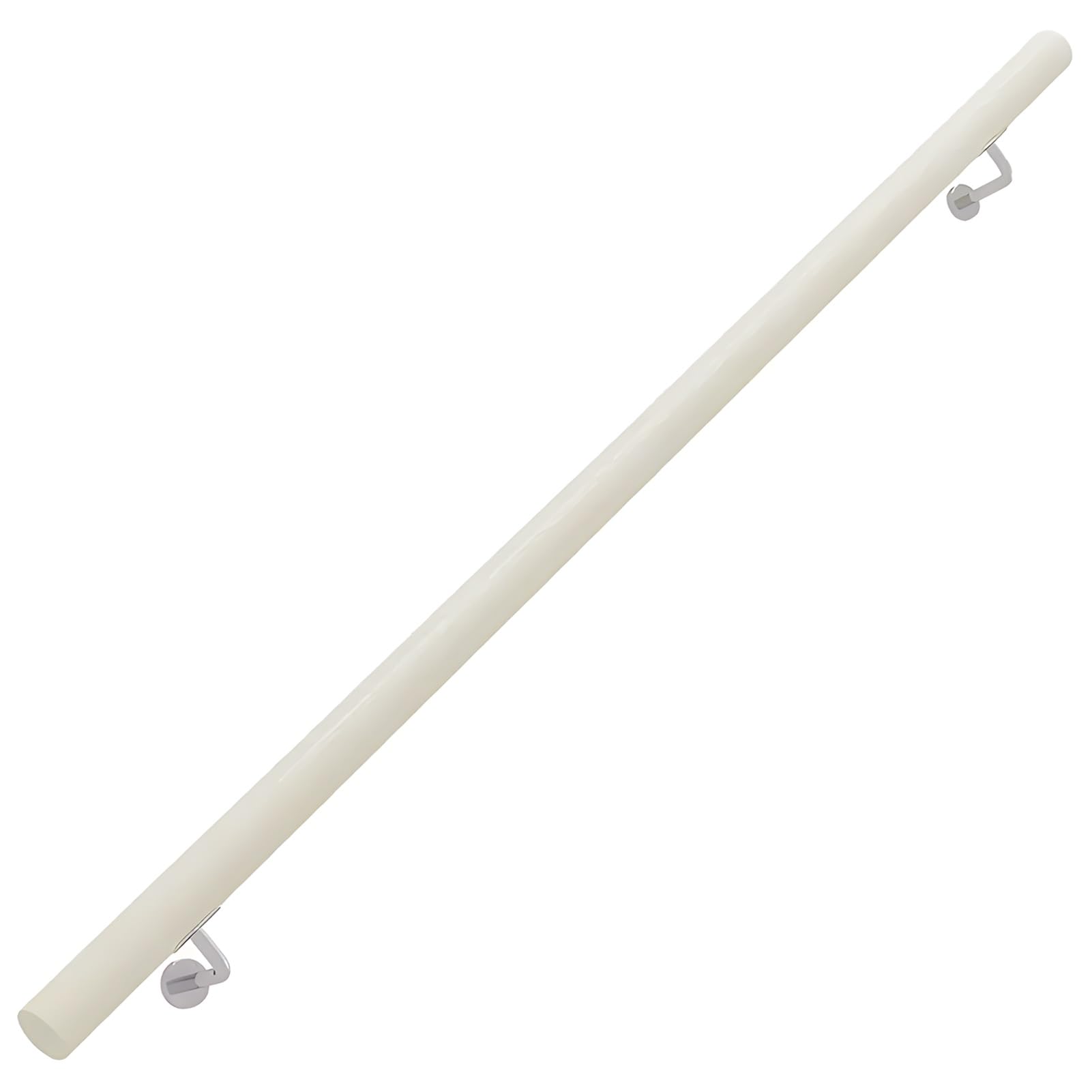 Sturdy Wall Mounted Stair Handrail - Solid Wood Railing with Durable Bracket, Easy Installation, White Finish(1.6m/5.2ft)