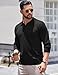 COOFANDY Mens Knitted Long Sleeve Polo Shirts Winter Fall Fashion Polo Sweater Slim Fit Black