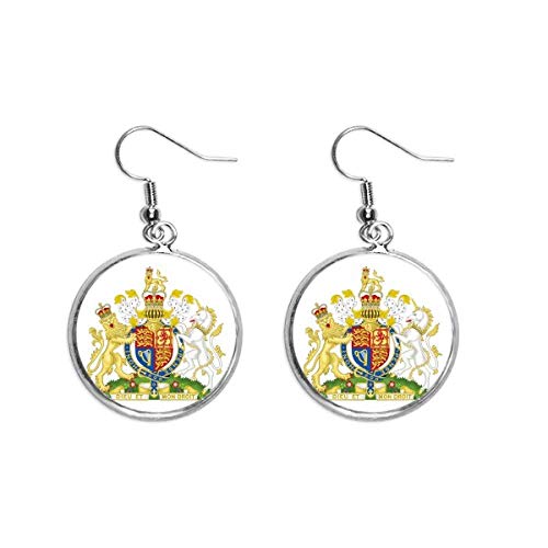 Pendiente de plata del emblema nacional de Reino Unido y Europa de cerámica