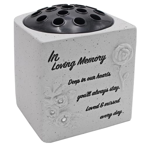 Memorial Rose Bowl Graveside Flower Vase with Diamanté and 3D Flowers Design (In Loving Memory 0288)