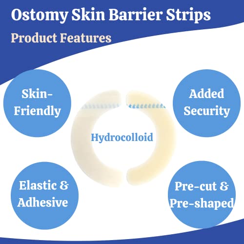 Elastic Ostomy Skin Barrier Strips - Waterproof Latex-Free Hydrocolloid Flange Barrier Film Tape, Adhesive Leak-Proof Skin Barrier Extenders For Ostomy Supplies Stoma Ileostomy Colostomy Bags, 20Pcs #TOP6