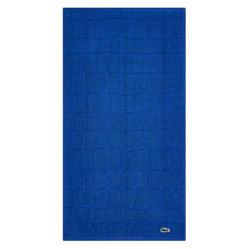 Lacoste Croc Scale 100% Cotton Bath Towel Highly Absorbent Ultra Soft & Quick Drying Luxury Jacquard Towel with Embroidered Crocodile Premium Bathroom Essential Surf Blue 16 x 30