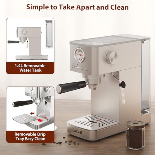 GarveeTech Bean to Cup Coffee Maker with Grinder & Milk Frother, 15-Bar Espresso Machine, 1.4L Stainless Steel Barista Coffee Maker for Latte & Cappuccino - Image 5