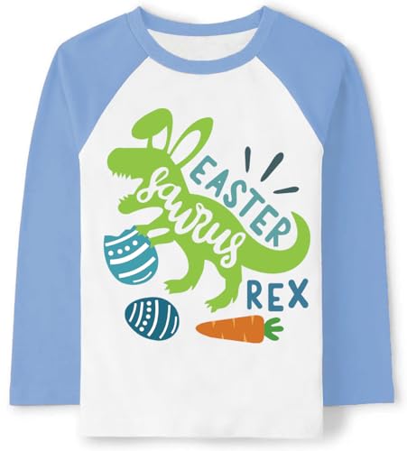 Easter Bunny Shirt for Toddler Boys Girls Eggs Hunts Tractor T-Shirts Kids Dinosaur Tees for 2-7T