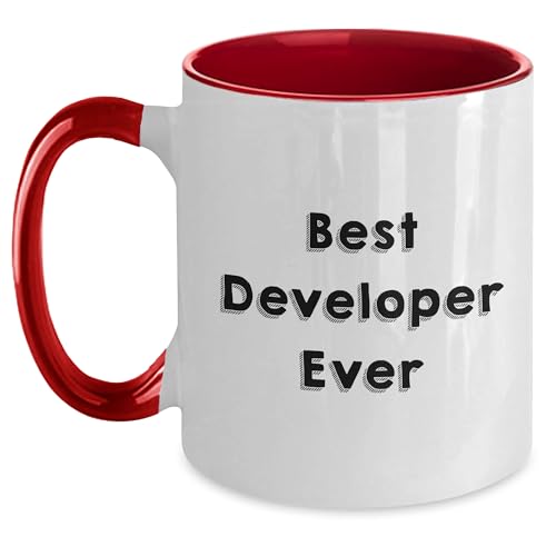 Christmas Unique Gifts for Best Developer Ever Funny Quote, Developer Gifts from Friends, Two Tone Coffee Mug for Men, Best Developer Ever Quote Funny