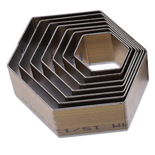 7PCS Leather Punching Die Set, 20?50mm Hexagon Shapes Hollow Punching Tool High Carbon Steel Leather Craft Cutting Tool Dies Set