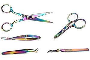 Tula Pink Scissors Collection Five-Piece Sewing Scissors and Tool Set, Rainbow Patina