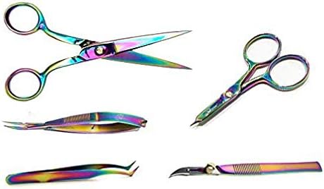Tula Pink Collection Five-Piece Sewing Scissors and Tool Set, Rainbow Patina