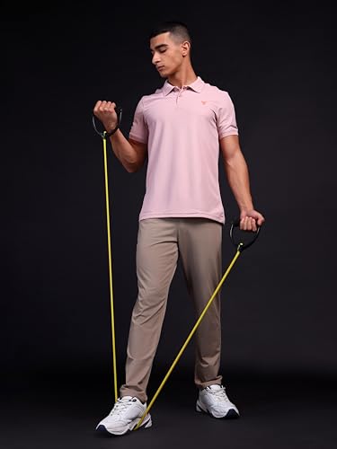 Image of TECHNOSPORT Men's Polyester Slim Fit Self-Design Short Sleeve Polo Matpiq T-Shirt with Anti Microbial, Techno Dry for Regular and Casual Use