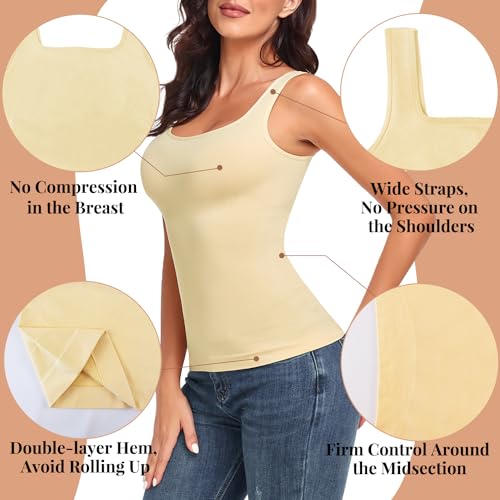 Image of EUYZOU Women's Tummy Control Shapewear Tank Tops Seamless Square Neck Compression Tops Slimming Body Shaper Camisole