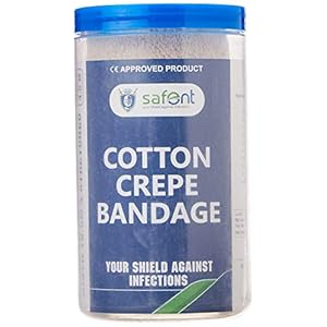 safent SAFE0047-SET-8 Cotton Crepe Bandage – 4 Inch – (10Cm*4.5M) (Set of 8) (Beige)