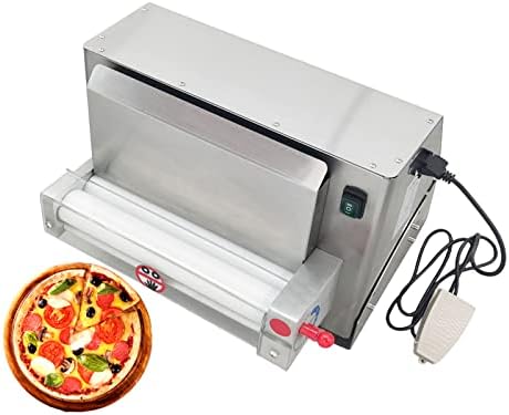 EQCOTWEA Electric Pizza Dough Roller Sheeter Machine 12in Pizza Dough Ball Press Machine Automatic Pizza Dough Rolling Press Machine 450W Stainless Steel Pasta Bread Noodle Maker 110V