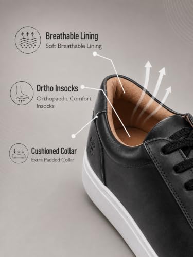 Image of Thomas Crick Men's Theo Genuine Leather Sneakers | Premium Smart Casual Lace-Up Shoes with Cushioned Collar & Anti-Slip Rubber Sole, UK Size 6-11