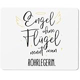 JUNIWORDS Mauspad Mousepad, Engel ohne Flügel nennt Man Rohrlegerin (5180474)