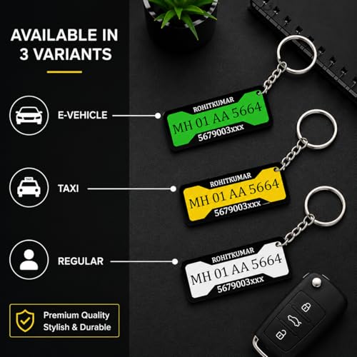 Image of Customized Number Plate Keychain for Bikes and Cars Personalized Gift Long Size printed, Acrylic (pack of 1) personalised keychain