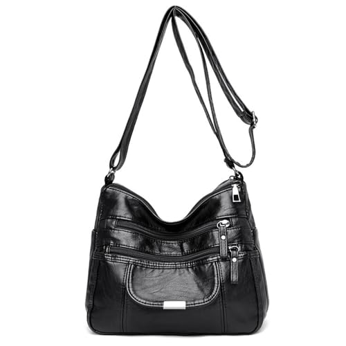 Sac à bandoulière en PU cuir pour femmes avec multi-poches et anse réglable