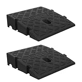 Hohopeti 2pcs Heavy-duty Plastic Curb Ramp Rise Height with Non-slip Grooved Surface for Wheelchairs Motorcycles Lawn Mowers Handicap Home Entry Portable Threshold Ramp for Driveways and