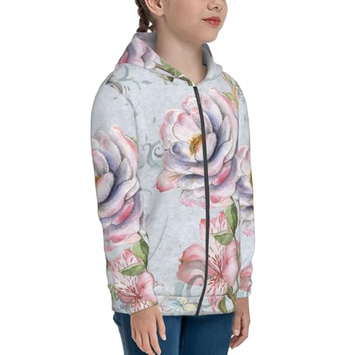 Vintage Rose Kid Hoodies Boys Zip Up Sweatshirts Girls Pullover with Pocket4