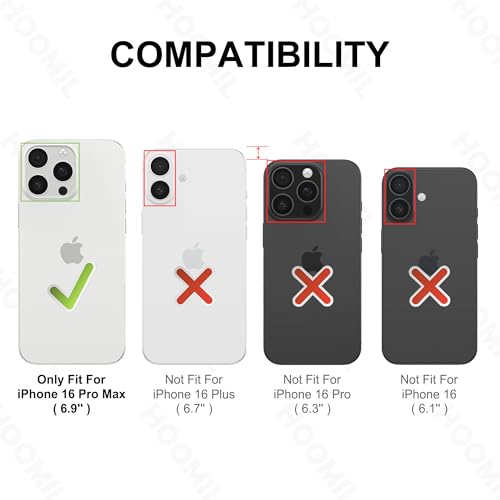 Image of HOOMIL Case for iPhone 16 Pro Max 6.9-Inch, Non-Yellowing, Drop Protection, Anti-Scratch Transparent Hard Back Phone Cover - Black