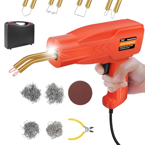 Plastic Welding Machine Car Bumper Repair Kit, Plastic Welder, 150W Plastic Welding Kit with 800PCS Hot Staples, Plier and Plastic Suitcase, Welding Repairing Machine for Car Parts/Kayak/Canoe