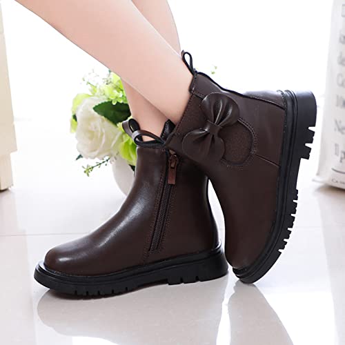 Toddler/Little Kid Girls Sweet Short Ankle Boots Bowknot Side Zipper Dress Booties Side Zipper Booties Lug Sole Shoes2