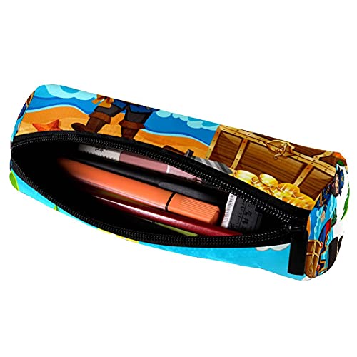 Federmäppchen Mit Großer Kapazität Büro College Schule Ein Pirat Und Ein Glückliches Mädchen Auf Der Insel Bleistiftbeutel Reißverschluss Schreibwarenbeutel Halter Box Multifunktionaler 19x7,5x3,8cm – Bild 7