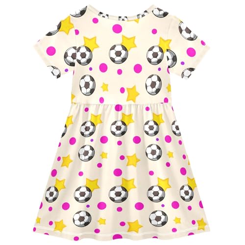 Girls' Short Sleeve Dresses Sport Football Star Toddler Casual Sundress 23029352