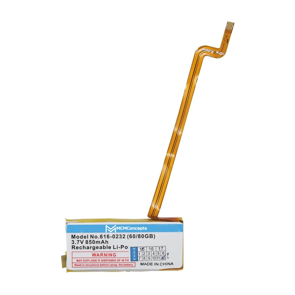 MCMConcepts Replacement Battery 850mAh Thick for Apple iPod Classic/Video 5th 5.5 60GB 80GB