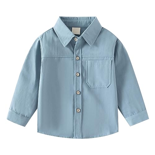 Toddler Button-Down Long Sleeve Coats Open Front Collar Plain Coats Kids Boys Girls Fall Casual Jacket Tops Set 5