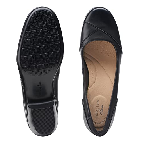 Clarks Sapato feminino Emily Alexa, Couro preto, 10