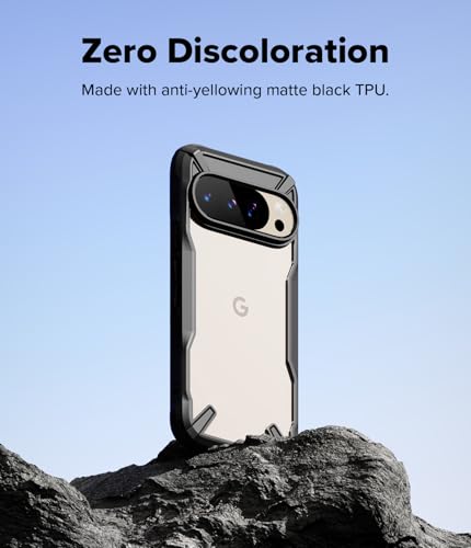 Image of Ringke Fusion-X Compatible with iPhone Series Case Back Cover Transparent Hard Back Soft Flexible TPU Bumper Scratch Resistant Shockproof Protection (Black, Pixel 10 /10 Pro)
