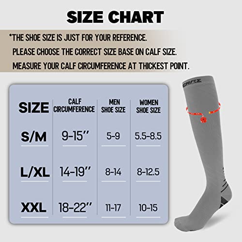 Thoxcare Compression Socks For Women & Men, Graduated 20-30 Mmhg Knee High Circulation Stocking - Best Support For Running Sport Travel Medical Nurse, 2Pairs-Gray/Black, Xx-Large #TOP4